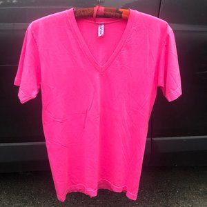 American Apparel Neon Pink V-neck
